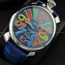 GaGaMILANO ガガミラノ腕時計 日本製クオーツ ブルー ベルト マルチカ...