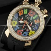 ガガミラノ腕時計 GaGaMILANO 日本製クオーツ ダイヤベゼル　6針 ダイヤベゼル マルチカラーインデックス クロノメーター搭載
