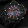 自動巻き Hublotウブロ メンズ腕時計  6針クロノグラフ 日付表示 ラバー 45.29mm サファイヤクリスタル風防