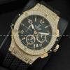 Hublotウブロ メンズ腕時計 日本製クオーツVK 日付表示 ラバー サファイヤクリスタル風防 ダイヤベゼル ゴールド
