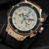 Hublotウブロ メンズ腕時計 自動巻き 6針クロノグラフ 日付表示 サファイヤクリスタル風防 ラバー ゴールド