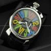ガガミラノ腕時計 GaGaMILANO 日本製クオーツ サファイヤクリスタル風防 レザー マルチカラーインデックス 男性用腕時計