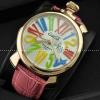 ガガミラノ腕時計 GaGaMILANO 日本製クオーツ マヌアーレ クロノ 48 SS(PVD) レザー 男性用腕時計 クォーツ