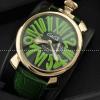 ガガミラノ腕時計 GaGaMILANO 日本製クオーツ マヌアーレ クロノ 48 SS(PVD) レザー インデックス 男性用腕時計 クォーツ