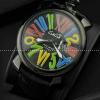 ガガミラノ腕時計 GaGaMILANO 日本製クオーツ インデックス マヌアーレ クロノ 48 SS(PVD) レザー インデックス 男性用腕時計