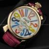 ガガミラノ腕時計 GaGaMILANO ホワイト文字盤　マルチカラーインデックス 手巻 レザー