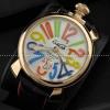 ガガミラノ腕時計 GaGaMILANO ホワイト文字盤　マルチカラーインデックス 手巻 レザー