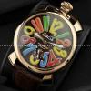 GaGaMILANO ガガミラノ腕時計 日本製クオーツ マルチカラーインデックス 自動巻き 2針 機械式（手巻き）/夜光効果