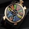 GaGaMILANO ガガミラノ腕時計 日本製クオーツ  ケース マルチカラーインデックス ベルト ブラック