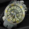 ガガミラノ腕時計 GaGaMILANO 日本製クオーツ　6針 グレー ケース イエロー インデックス