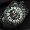 ガガミラノ腕時計 GaGaMILANO 日本製クオーツ ブラック ケース ホワイト インデックス  6針クロノグラフ ケース ステンレス ダイヤベゼル