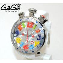 お買い得　ガガミラノ時計スーパーコピー クロノ 48mm ホワイト 防水性ある腕時計ラバー/シルバー