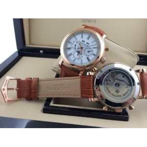 スタイルアップ効果 2026 Patek Philippe パテックフィリップ 機械式（自動巻き）コーティングガラス 6針クロノグラフ 日付表示 男性用腕時計 4色可選