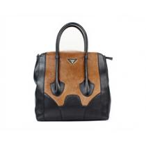 カワイイ prada トートバッグ コピーハンドバッグ レザー×馬毛 ブラック×ブラウン