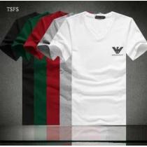 Vネック　首胸ロゴ 2026春夏 ARMANI アルマーニ 半袖Tシャツ 5色可...