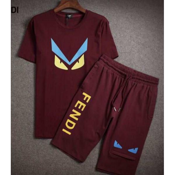 今季 2026春夏 FENDI フェンディ コピー通販 半袖Tシャツ 上下セット 4色可選