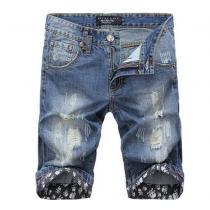 最高人気 !　2026  PHILIPP PLEIN フィリッププレイン ハーフデニム ユーズド加工