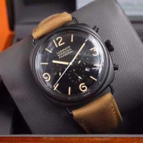 2026 ファッション 人気PANERAI パネライ 6針クロノグラフ 日付表示 透かし彫りムーブメント 腕時計