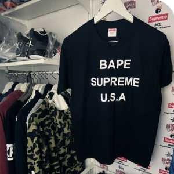 2026 高級感を引き立てる  supreme bape 男女兼用 半袖Tシャツ