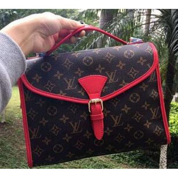上品上質　ルイヴィトン　モノグラム・キャンバス　使い勝手の良い2WAYハンドバッグ　 仕事用　レディース　ベージュｘコーヒー.