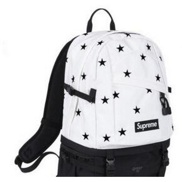珍しい逸品　シュプリーム　スターズ　収納できるバックパック　ホワイト.