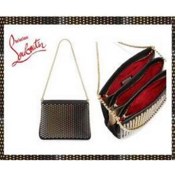 軽くて丈夫なルブタン　Christian Louboutin Shoulder Bag Black 爽やかな印象のチェーンバッグ.