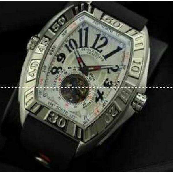 定番モデルのフランクミュラーコピー メンズ腕時計 自動巻き 2針 夜光効果 50.20X43.20mm シルバー ラバー.