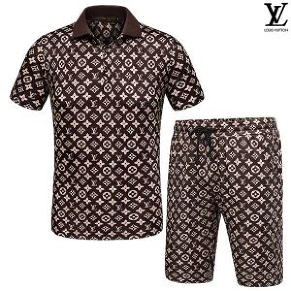 売れ筋！赤字超特価2026 半袖ポロシャツ 上下セットルイ ヴィトン LOUIS VUITTON