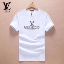 ルイヴィトンメンズＴシャツLOUIS VUITTONクルーネックプリント半袖Ｔシャツロゴあり２色可選択