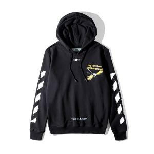 多様なシーンで大活躍Off-Whiteオフホワイトパーカー偽物プリントメンズフード付き黒、白プルオーバーパーカー