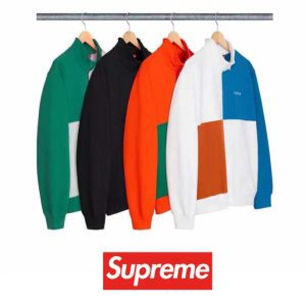 秋冬大活躍 シュプリーム SUPREME 18ss COLOR BLOCKED HALF ZIP SWEATSHIRT ハイネックパーカー 4色可選 個性的なモデル