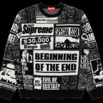 Supreme 18FW Newsprint Sweaterシュプリーム SUPREME プルオーバー 2色可選 圧倒的人気新着