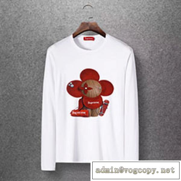 今季の秋冬ファッションLOUIS VUITTON xSUPREMEロングＴ人気ランキングトレンド長袖tシャツコーデ