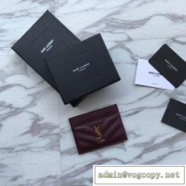 人気新色Saint Laurent  カードケース コピー 2026年流行スタイル サンローラン  財布 ワインレッド