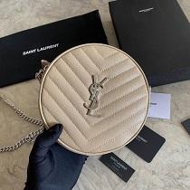 大人可愛い サンローラン ショルダーバッグ 丸型 YSL スーパーコピー オシャレなバッグが今欲しい ベージュ色