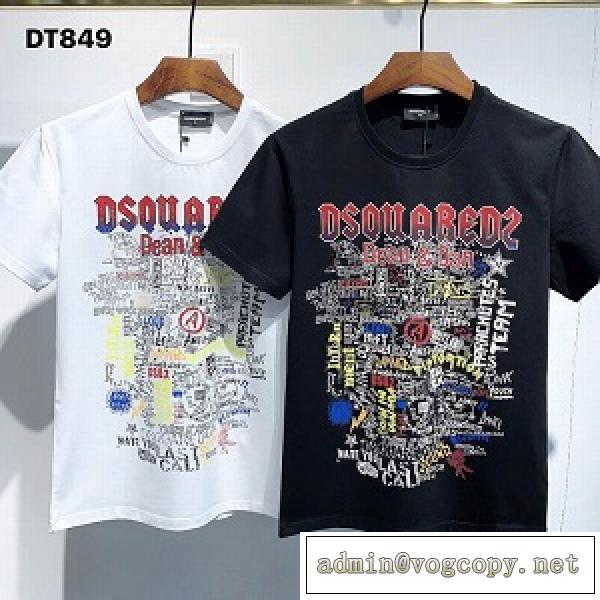 DSQUARED2 ディースクエアード 偽物 Tシャツ 半袖 メンズ 丸首ネックデザイン ストリート感あふれる