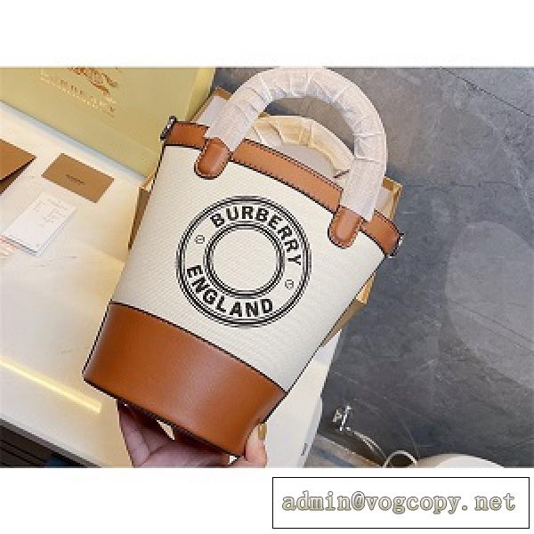 バーバリー バケットバッグコピー BURBERRY 防水コットンとリネン レザーハンドル 四季が欠かせない