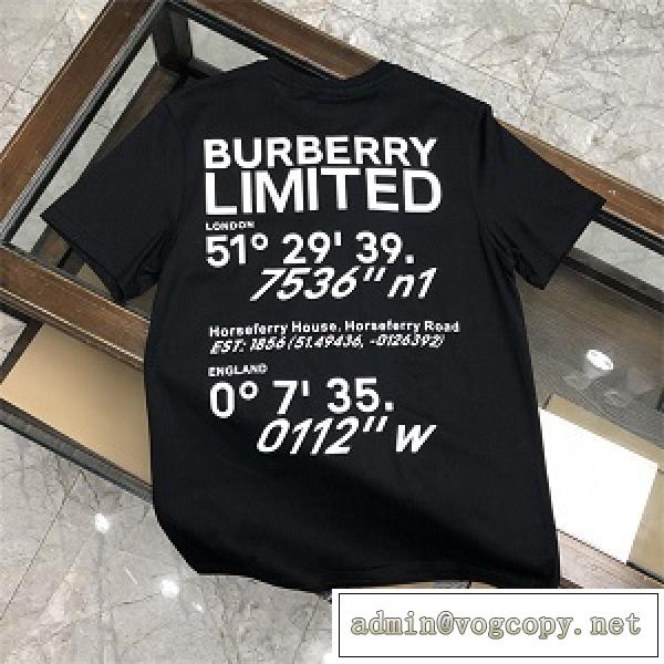 2026SS新作登場！バーバリー  ラウンドネックTシャツ通販 デジタル印刷 純綿快適 柔らかく快適 黒白