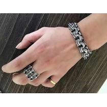 CHROME HEARTS クロムハーツレターダブルループブレスレット925シルバー 長さ20CM、56グラム