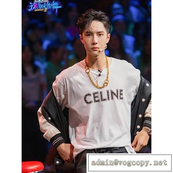 季節感をプラス人気商品 CELINE セリーヌ丸首ネックTシャツコピー  純綿素材、柔らかく快適 黒白