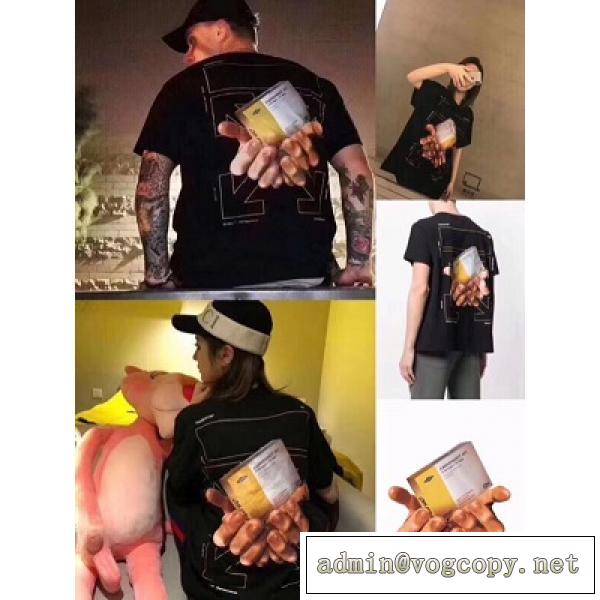 Off-White オフホワイト矢印半袖 Tシャツコピー 手持ちタバコケース印刷 男女適用 ストリート感あふれる