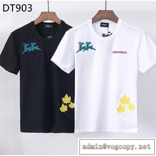 知的な雰囲気夏着物ディースクエアードDSQUARED2半袖 通販tシャツ メープルリーフ刺繡柄 魅力的な今年らしい