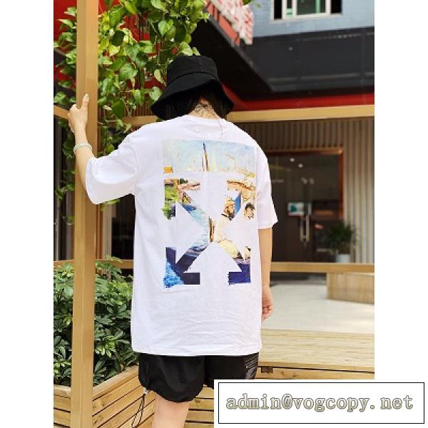夏っぽさ新作アイテム Off-White オフホワイト半袖 Tシャツ 激安 写真印刷 純綿素材 ストレスフリーな着心地