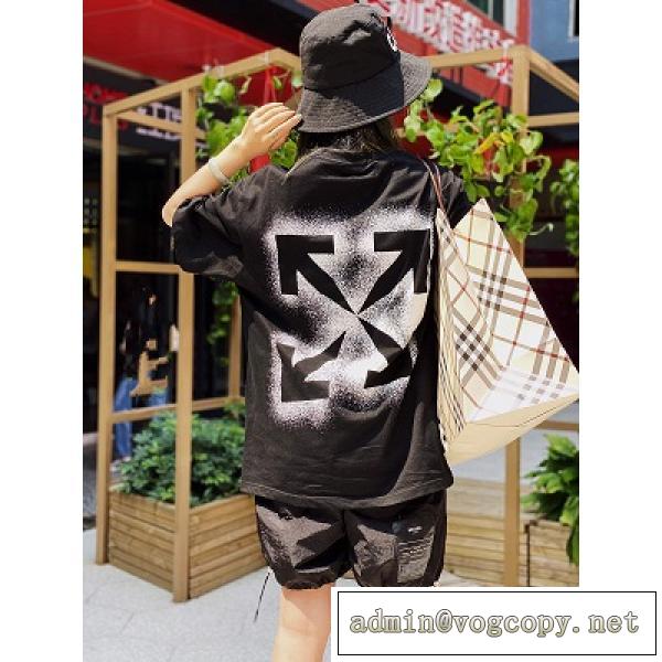 男女兼用 Off-White オフホワイト通販 激安半袖 Tシャツ クロスロゴをペイン 知的な雰囲気夏着物 黒白