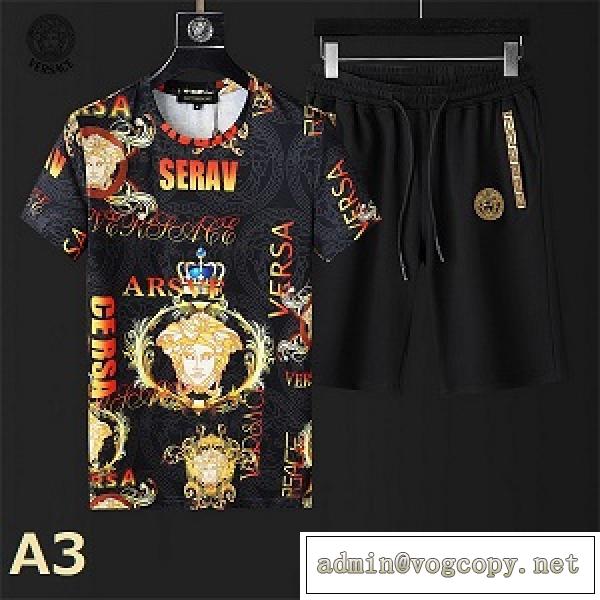 当店人気の上下着おすすめ VERSACE ヴェルサーチ スーパーコピー ２点セット 半袖 多色可選 カジュアル