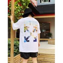 夏っぽさ新作アイテム Off-White オフホワイト半袖 Tシャツ 激安 写真印刷 純綿素材 ストレスフリーな着心地