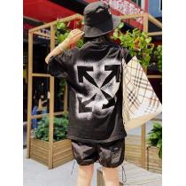 男女兼用 Off-White オフホワイト通販 激安半袖 Tシャツ クロスロゴをペイン 知的な雰囲気夏着物 黒白