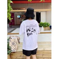 この夏は注目新作 Off-White オフホワイト丸首ネックTシャツ 通販 激安 立体ラインクロスプリント 黒白 純綿素材