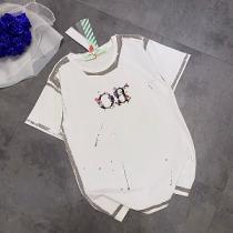 季節感をプラス人気商品 Off-White オフホワイトTシャツ 通販 激安 手描きの花パターン 芸術的感覚の完全な  
