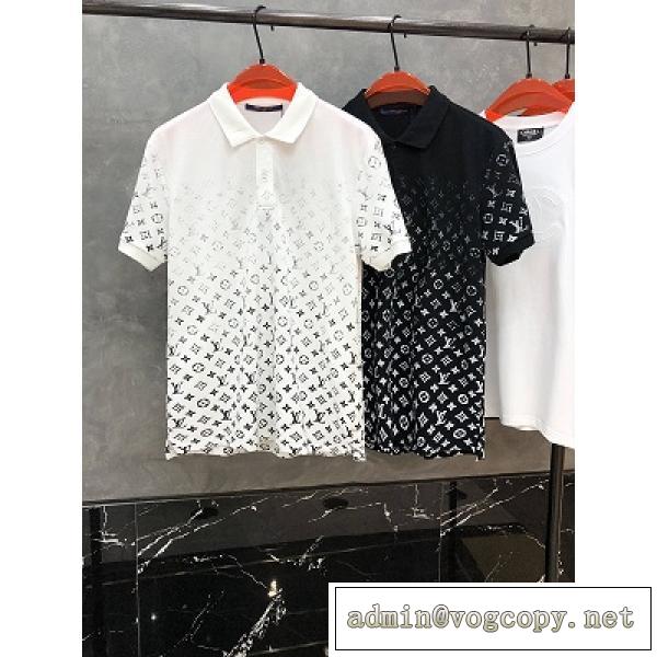 LV 21ss夏の新商品Graadient Monogramコレクションlogoプリントヴィトンコピーカップルモデル半袖ポロシャツ